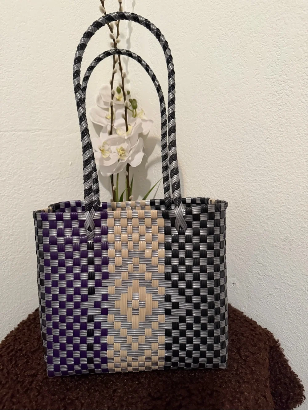 Woven Check Tote Bag (price per bag)